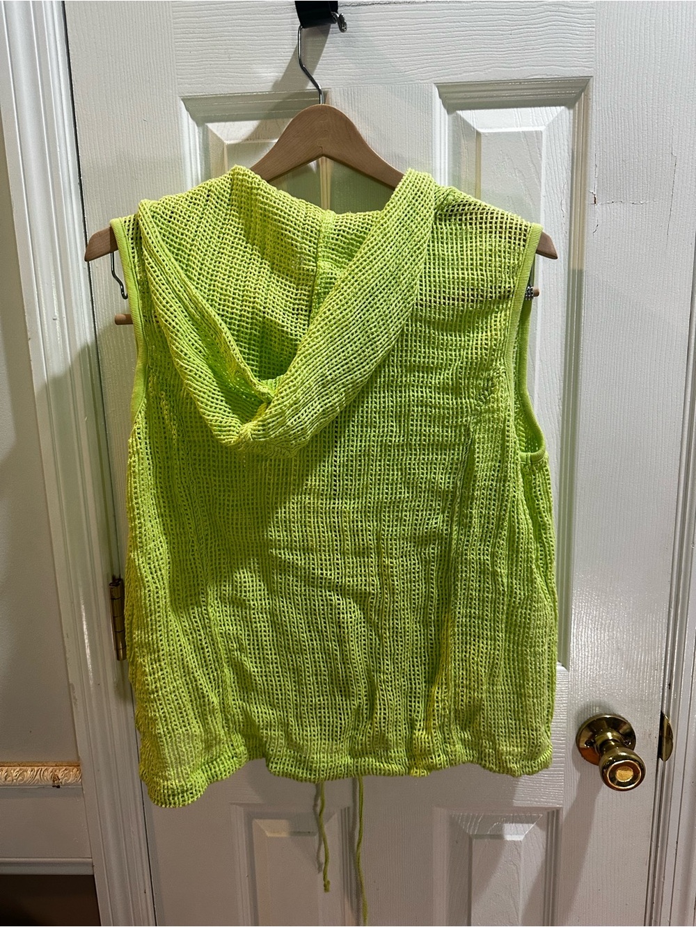Chicos Sleeveless Full Zip Hooded Net Vest Bright Green Sz 3 (XL) - Picture 4 of 6